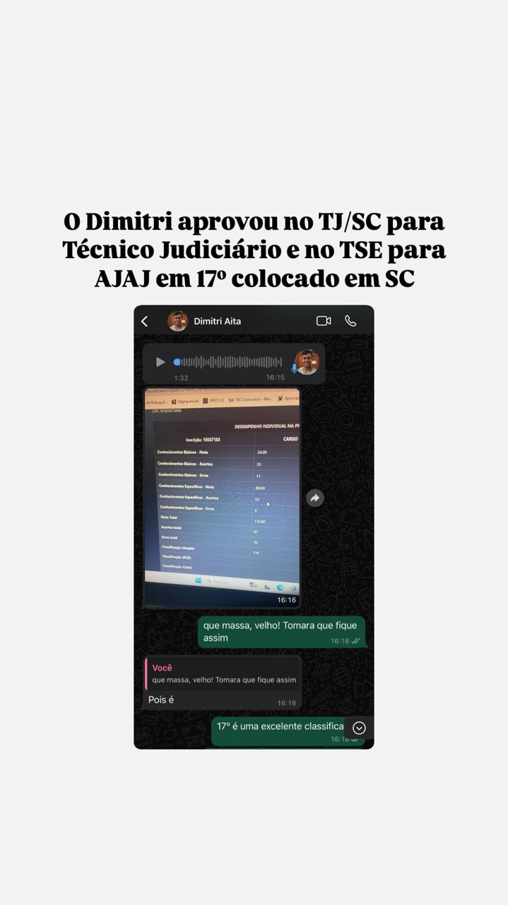Aprovado TJ/SC e TSE Unificado